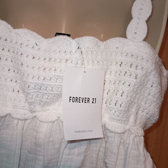 NEW Forever 21 Woven Peplum Womens Juniors Sweetheart Neck Sleeveless Tank Top M - Picture 7 of 8